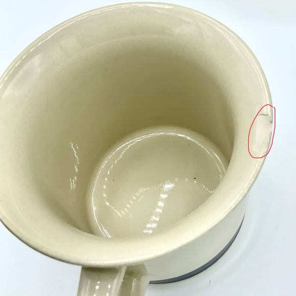 Vintage Stoneware Japan Cup Mug And Saucer Set Of 2 Off White Brown/Blue Striped - Picture 2 of 9